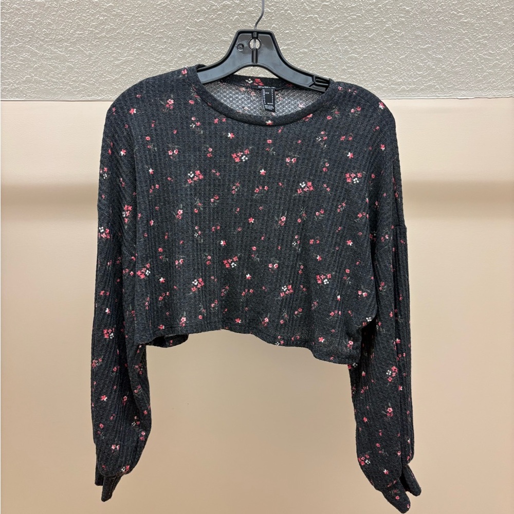 Floral Black Crop Top